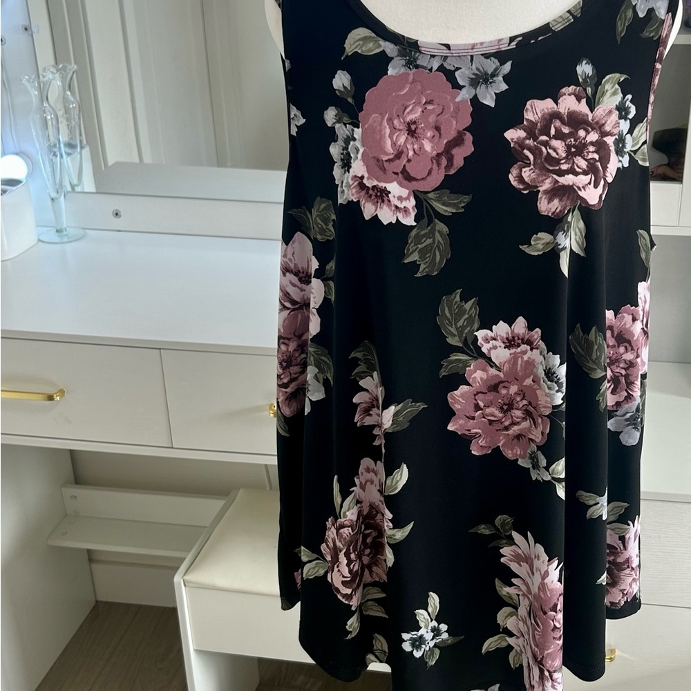 Torrid Black and Pink Floral Top